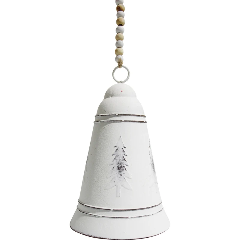 LVD Metal Bell Christmas Tree Hanging Ornament Festive Decor 15x9.5cm White
