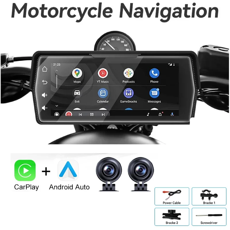 Pantalla para motocicleta con Carplay y Android Auto 6.86"