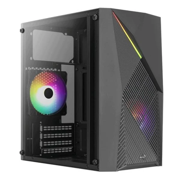 CASE GAMING RGB AEROCOOL RAIDER MINI-G-BK-V1 MINI TOWER VENTILADOR 1 DE 120MM CON VIDRIO LATERAL ACCM-PV41042.11 NEGRO