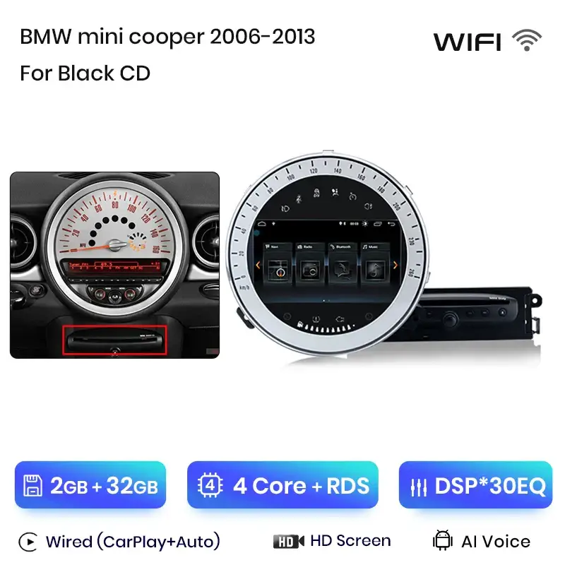 Radio Android do BMW Mini Cooper R56 R60 (2007-2013) CarPlay Android Auto 4G WiFi GPS DSP