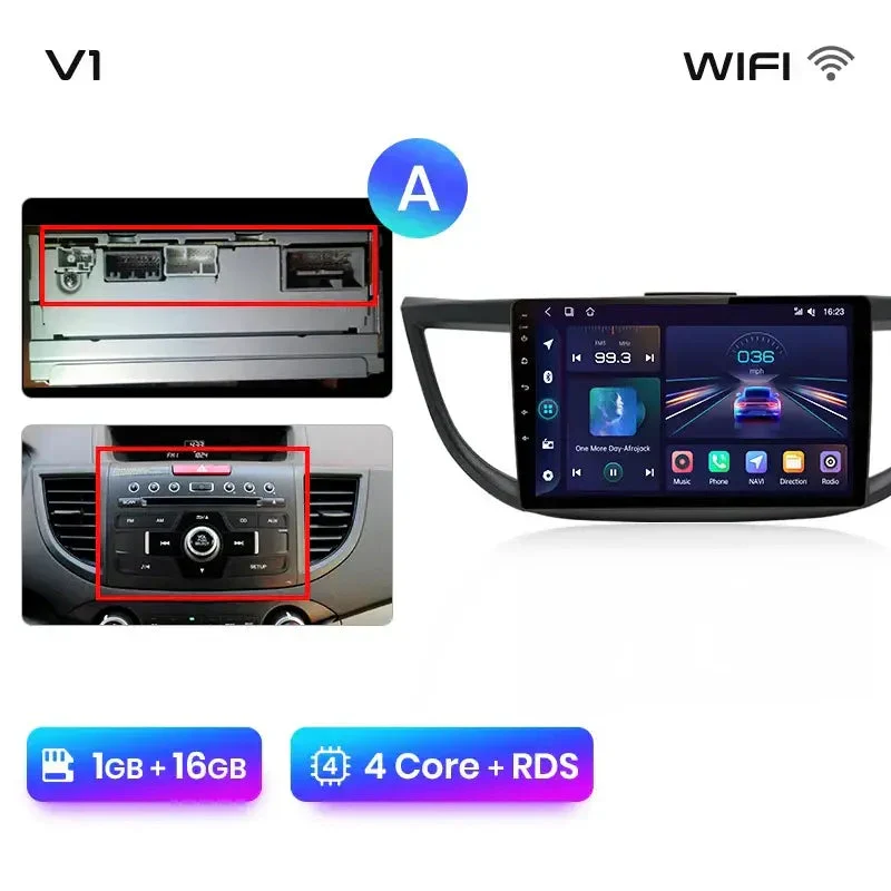 Radio Android do Honda CR-V IV (2012-2016) CarPlay Android Auto 4G WiFi GPS DSP