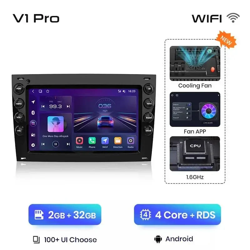 Radio Android do Renault Megane II (2002-2009) CarPlay Android Auto 4G WiFi GPS DSP