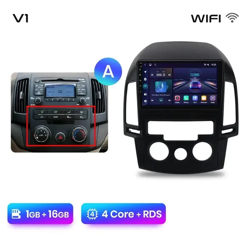 Radio Android do Hyundai i30 (2006-2011) CarPlay Android Auto 4G WiFi GPS DSP