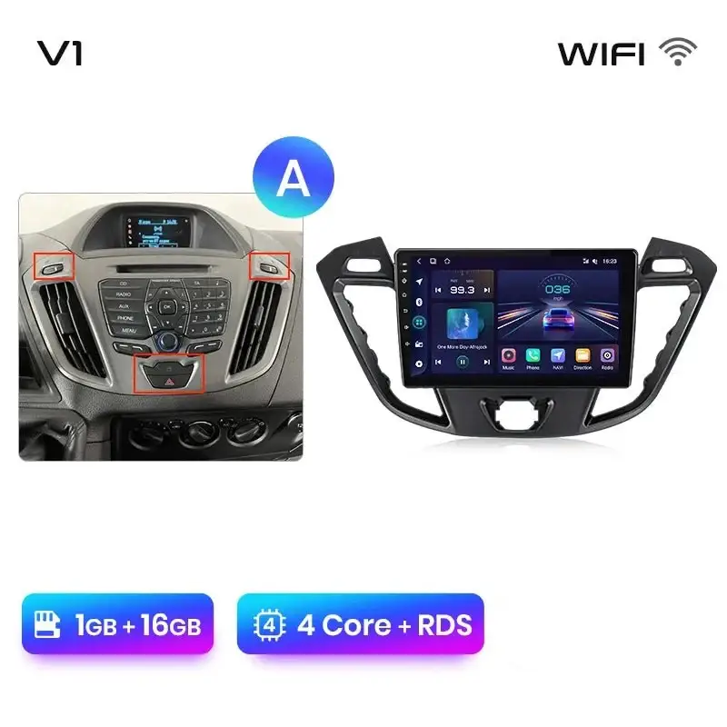 Radio Android do Ford Transit Custom Tourneo (2013-2021) CarPlay Android Auto 4G WiFi GPS DSP
