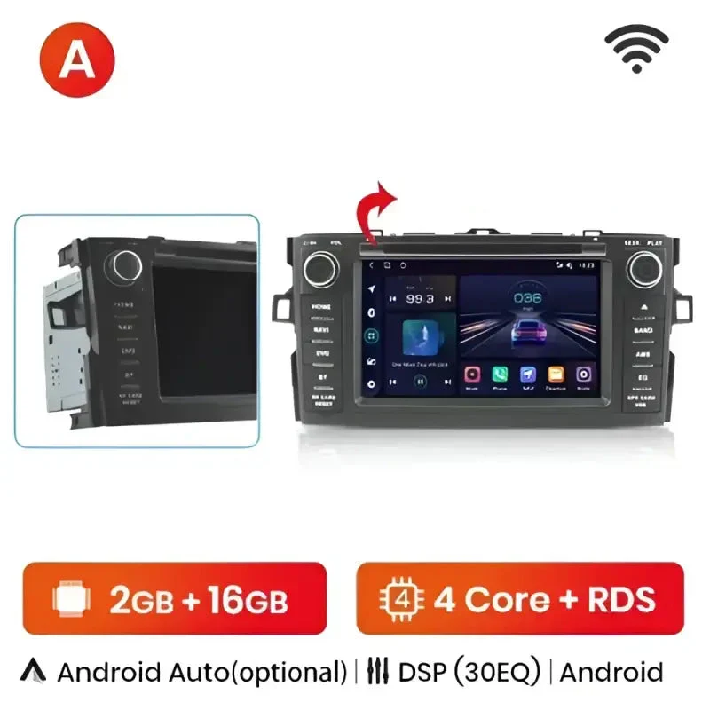 Radio Android do Toyota Auris (2008-2012) CarPlay Android Auto 4G WiFi GPS DSP