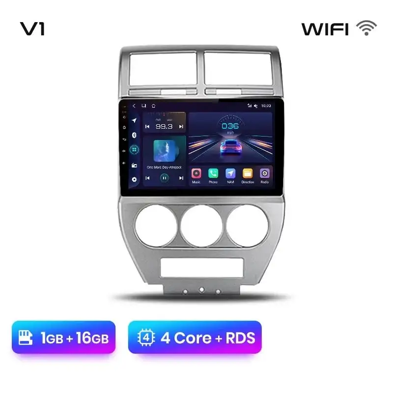 Radio Android do Jeep Compass (2007-2009) CarPlay Android Auto 4G WiFi GPS DSP