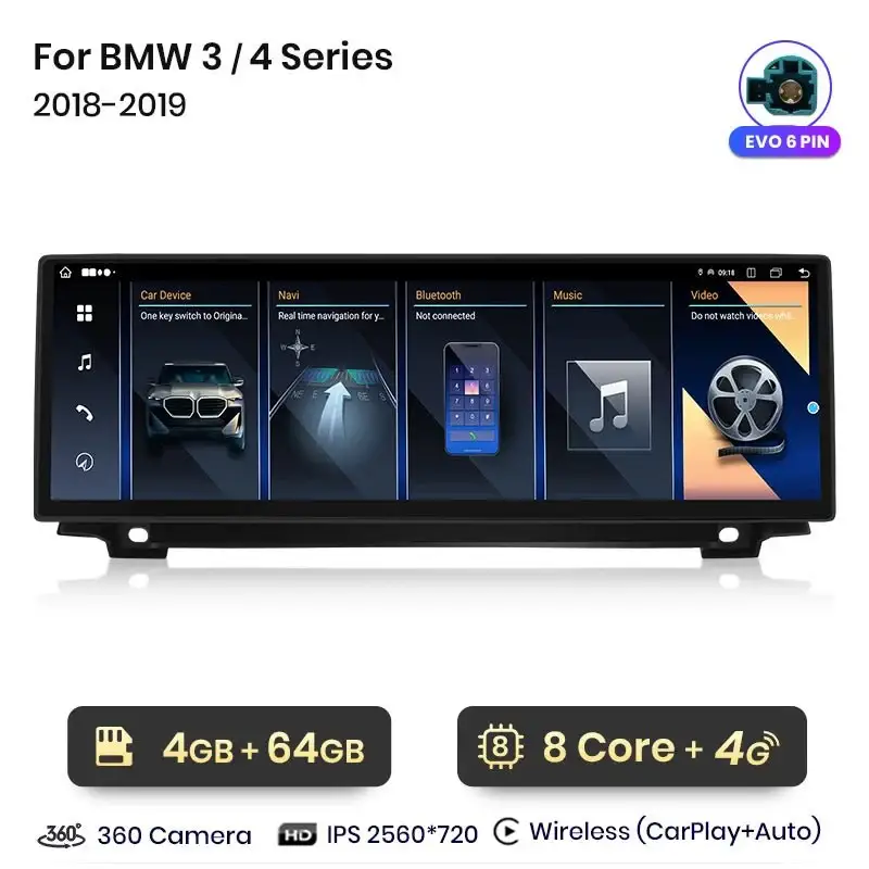 Radio Android do BMW F30 F31 F32 F33 F34 (2013-2019) CarPlay Android Auto 4G WiFi GPS DSP
