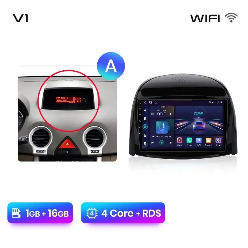 Radio Android do Renault Koleos (2008-2016) CarPlay Android Auto 4G WiFi GPS DSP