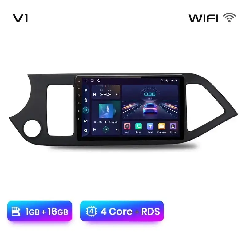 Radio Android do KIA Morning Picanto (2011-2016) CarPlay Android Auto 4G WiFi GPS DSP