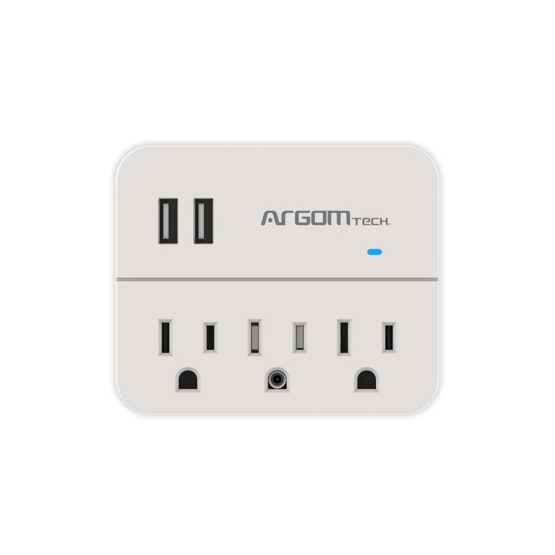 ESTACIÓN DE CARGA DEL PROTECTOR CONTRA SOBRETENSIONES 3 SALIDAS/2-USB BLANCO