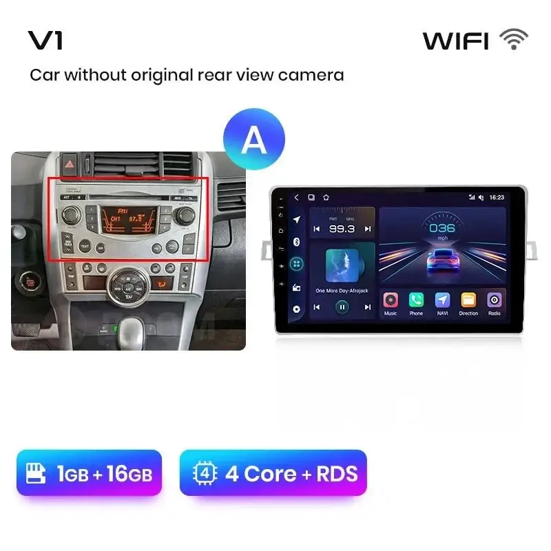 Radio Android do Toyota Verso R20 (2009-2018) CarPlay Android Auto 4G WiFi GPS DSP