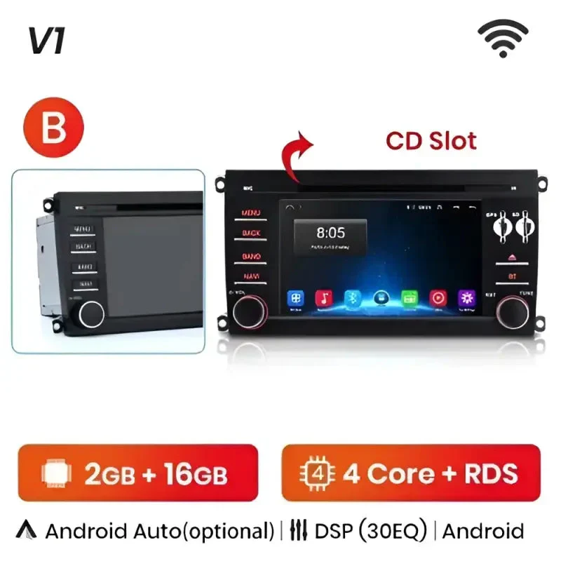 Radio Android do Porsche Cayenne GTS (2003-2010) CarPlay Android Auto 4G WiFi GPS DSP