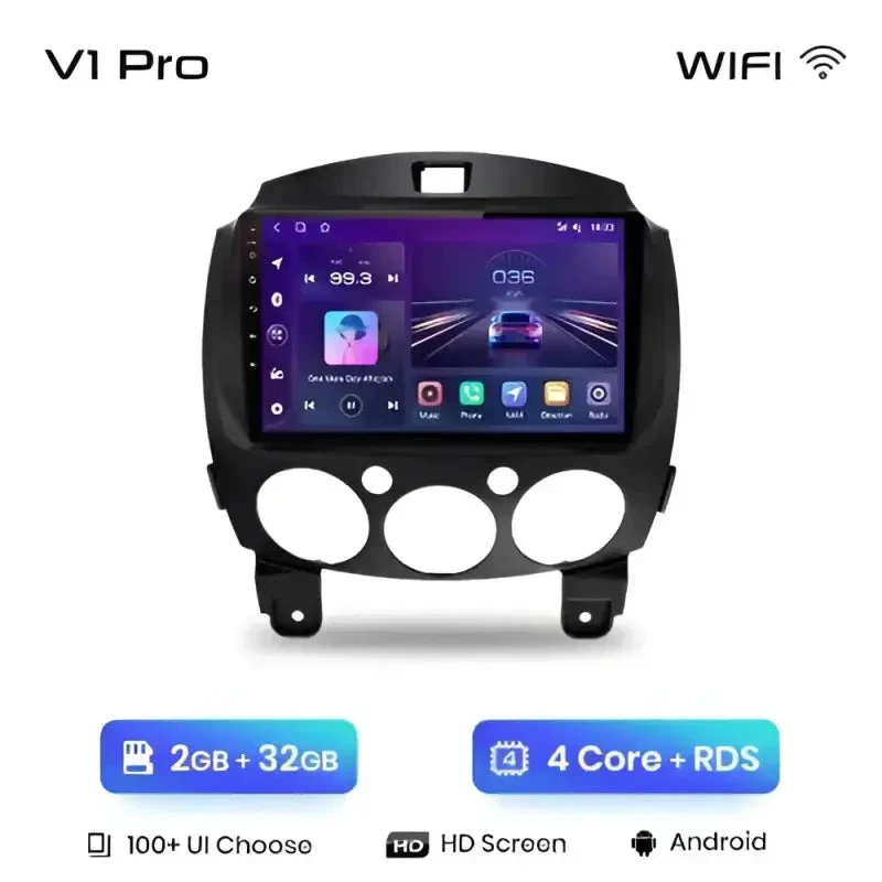 Radio Android do Mazda 2 (2007-2014) CarPlay Android Auto 4G WiFi GPS DSP