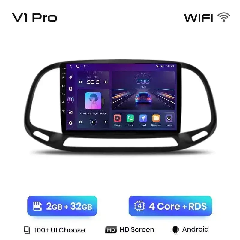 Radio Android do Fiat Doblo (2015-2019) CarPlay Android Auto 4G WiFi GPS DSP