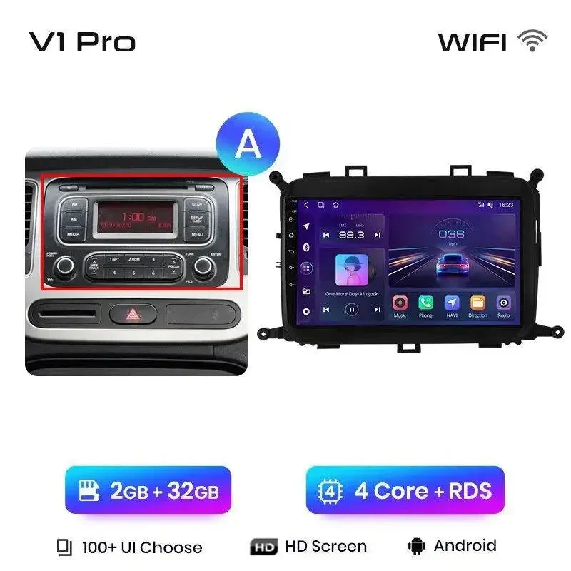 Radio Android do KIA Carens (2013-2018) CarPlay Android Auto 4G WiFi GPS DSP