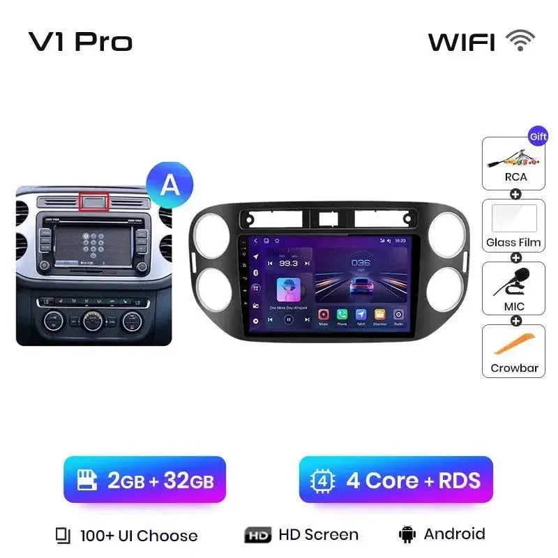 Radio Android do Volkswagen VW Tiguan (2006-2016) CarPlay Android Auto 4G WiFi GPS DSP