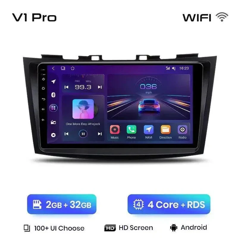 Radio Android do Suzuki Swift IV (2011-2017) CarPlay Android Auto 4G WiFi GPS DSP