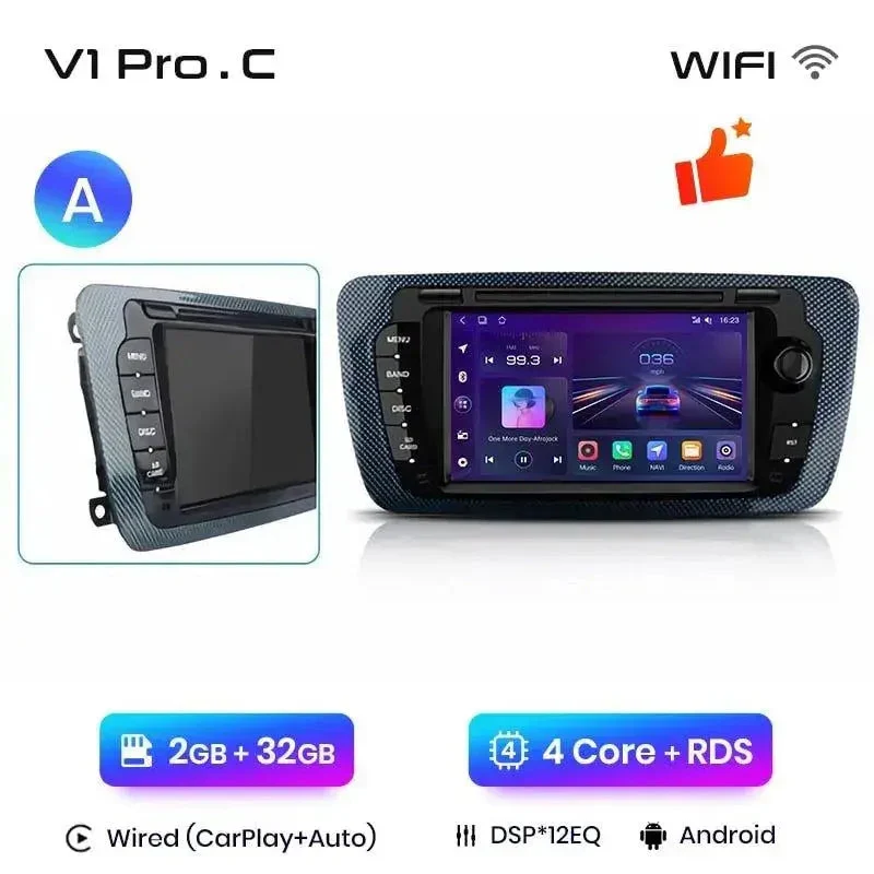 Radio Android do Seat Ibiza 6J (2009-2013) CarPlay Android Auto 4G WiFi GPS DSP