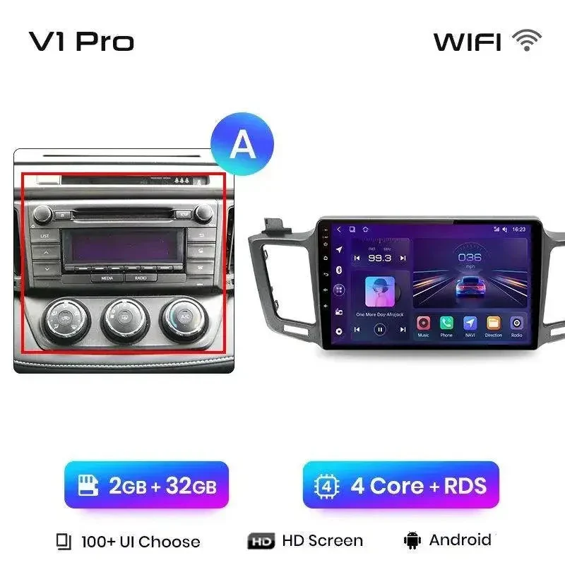 Radio Android do Toyota RAV4 (2012-2018) CarPlay Android Auto 4G WiFi GPS DSP