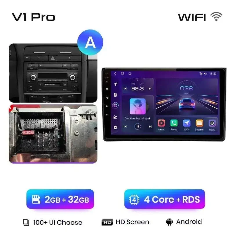 Radio Android do Audi A4 B6 B7 (2000-2009) CarPlay Android Auto 4G WiFi GPS DSP