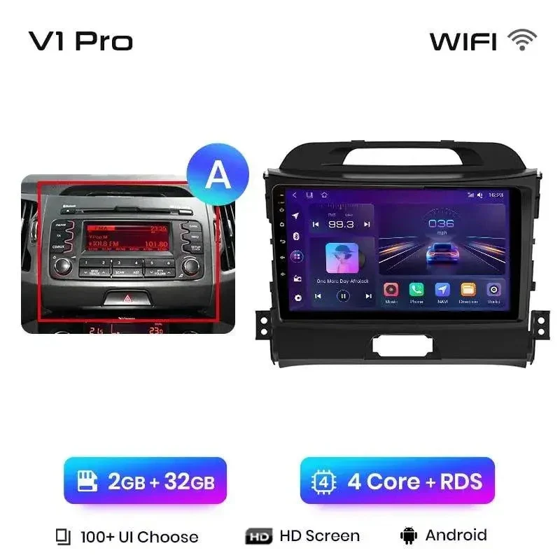 Radio Android do KIA Sportage III (2010-2016) CarPlay Android Auto 4G WiFi GPS DSP