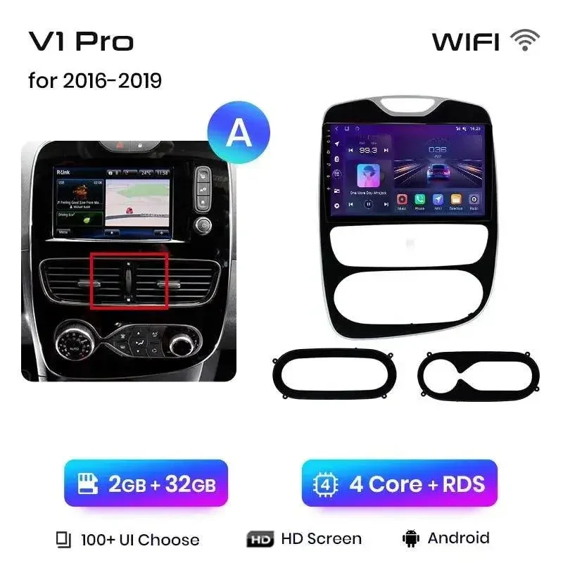 Radio Android do Renault Clio IV (2016-2019) CarPlay Android Auto 4G WiFi GPS DSP