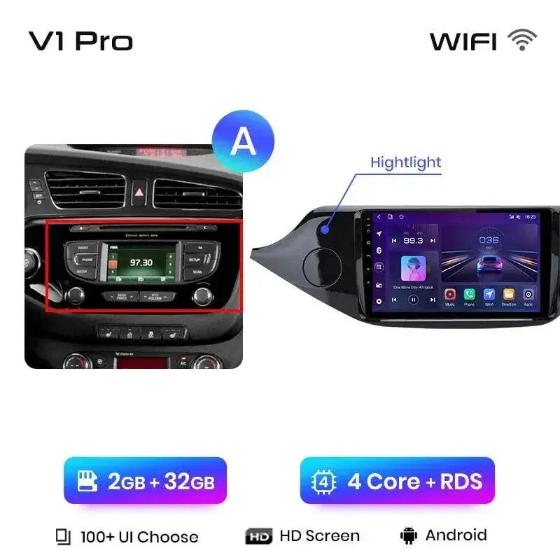 Radio Android do KIA Ceed (2012-2018) CarPlay Android Auto 4G WiFi GPS DSP
