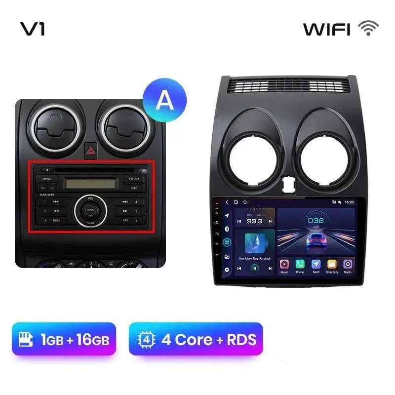 Radio Android do Nissan Qashqai J10 (2006-2013) CarPlay Android Auto 4G WiFi GPS DSP