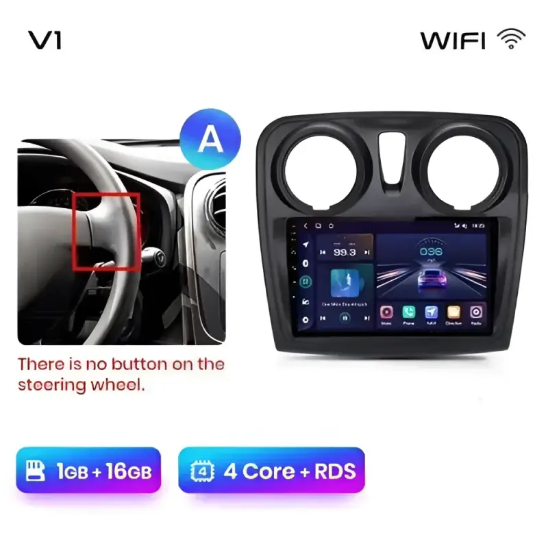 Radio Android do Renault Logan II Sandero (2014-2019) CarPlay Android Auto 4G WiFi GPS DSP