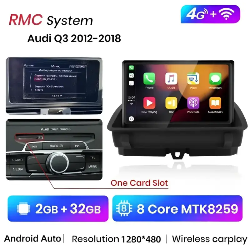 Radio Android do Audi Q3 Dedykowany (2012-2018) CarPlay Android Auto 4G WiFi GPS DSP Ekran
