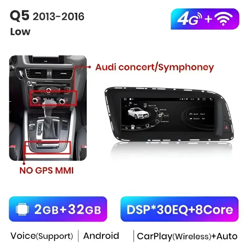 Radio Android do Audi Q5 Dedykowany (2009-2016) CarPlay Android Auto 4G WiFi GPS DSP Ekran