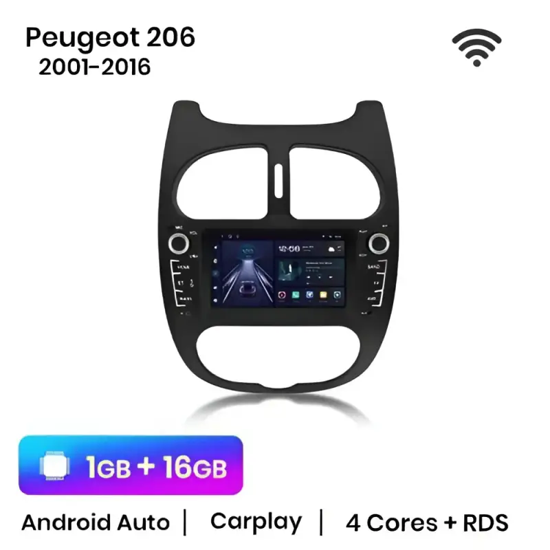 Radio Android do Peugeot 206 206CC 206SW (2001-2016) CarPlay Android Auto 4G WiFi GPS DSP