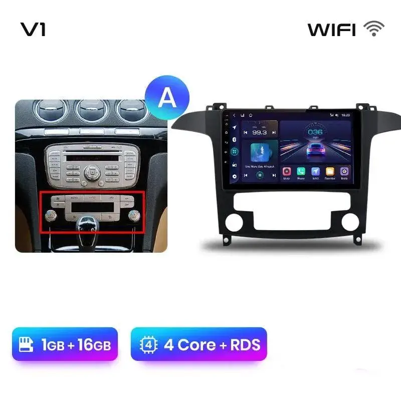 Radio Android do Ford S-Max (2007-2015) CarPlay Android Auto 4G WiFi GPS DSP