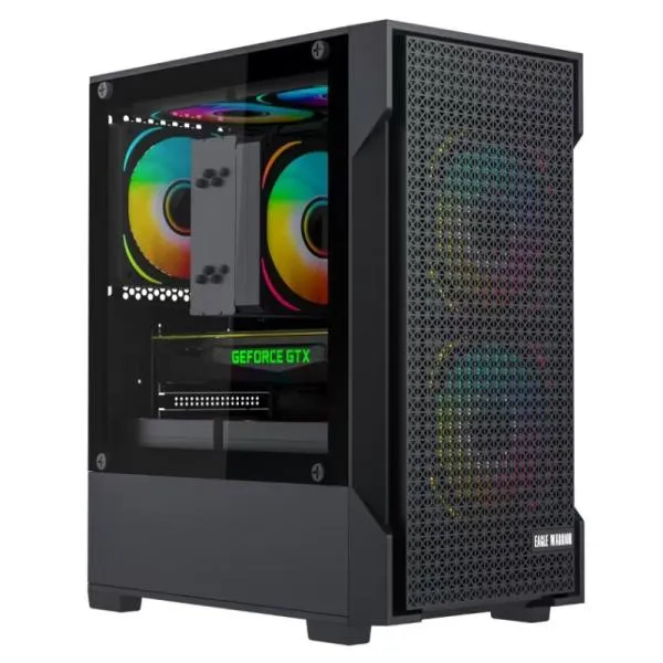 CASE EAGLE WARRIOR CG08J2RA001C MINI TOWER SIN VENTILACIÓN INCLUIDA CON PANEL LATERAL NEGRO