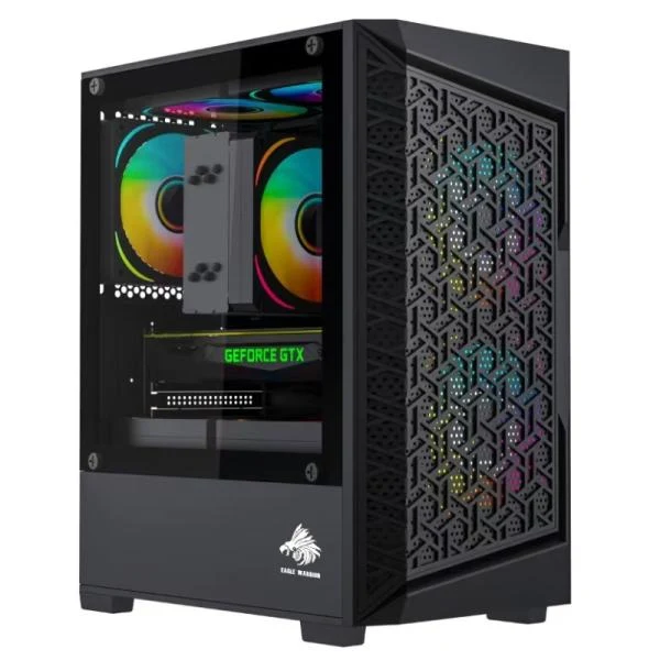 CASE EAGLE WARRIOR CG09J2RA001C MINI TOWER SIN VENTILACIÓN INCLUIDA CON PANEL LATERAL NEGRO