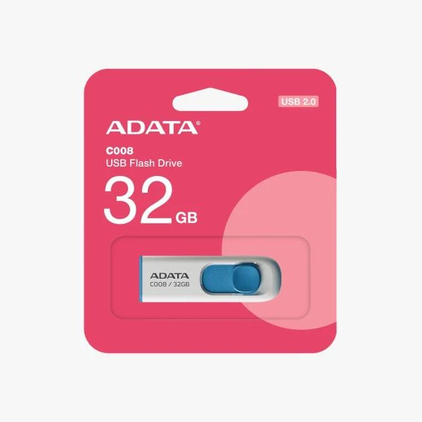 Memoria USB ADATA C008 32GB USB 2.0 Blanco Azul AC008-32G-RWE
