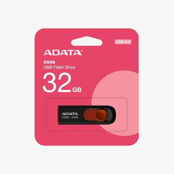 Memoria USB ADATA C008 32GB USB 2.0 Negro Rojo AC008-32G-RKD