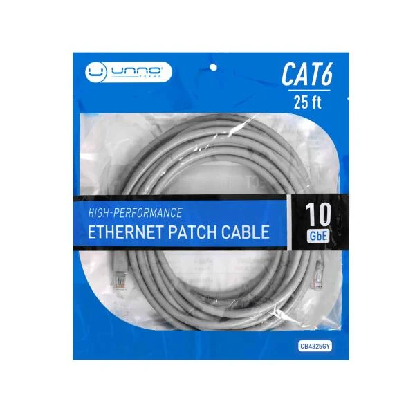 Cable Patch Cord Ethernet Cat6 25FT Unno Tekno CB4325GY CB4325GY