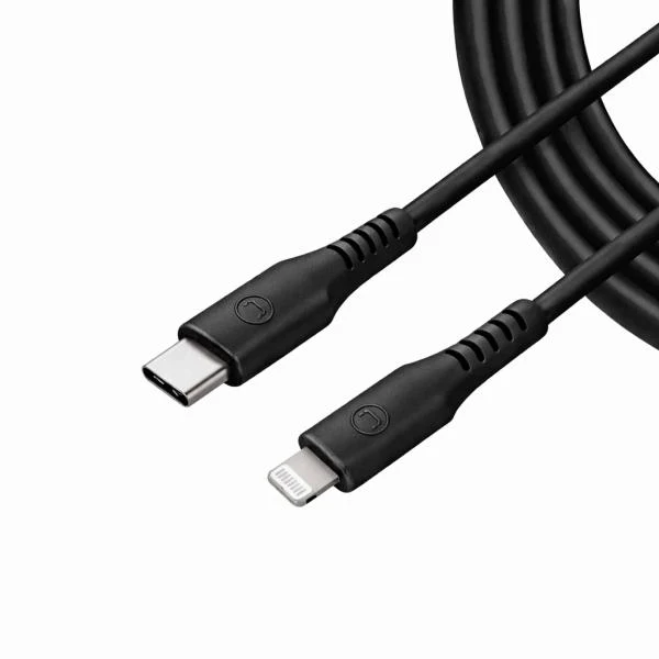 Cable USB-C a Lightning 1.5m Silicona Negro Unno Tekno CB4077BK