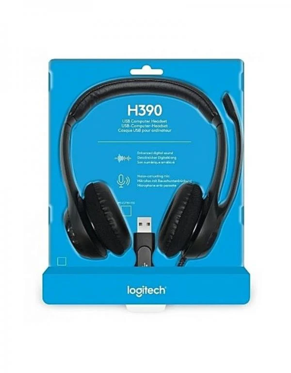 Headset Logitech H390 USB con Cancelación de Ruido Negro 981-000014