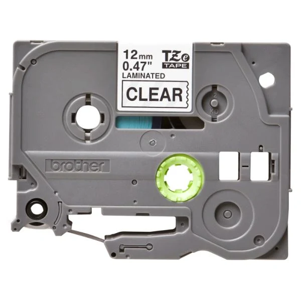 CINTAS DE ETIQUETADO BROTHER TZE131G 12MM X 8M COMPATIBLE CON P-TOUCH NEGRO SOBRE FONDO TRANSPARENTE