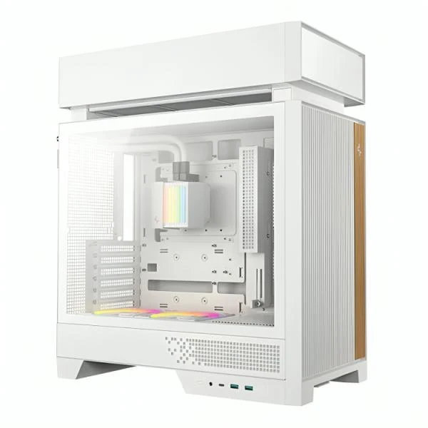 CASE RGB DEEPCOOL CL6600 WH MID TOWER VENTILADORES DE 2 DE 120MM CON MALLA FRONTAL Y ENFRIAMIENTO LIQUIDO PREINSTALADO R-CL6600-WHNNA0-G BLANCO