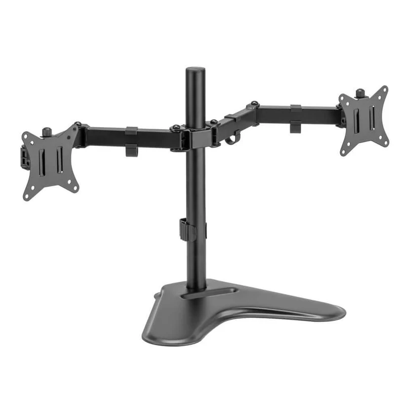 SOPORTE DE ESCRITORIO DE DOBLE MONITOR DE 32" CON BASE Y RANURA PARA TELÉFONO