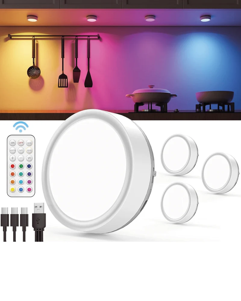 Luces de disco recargables con control remoto, RGB, batería recargable