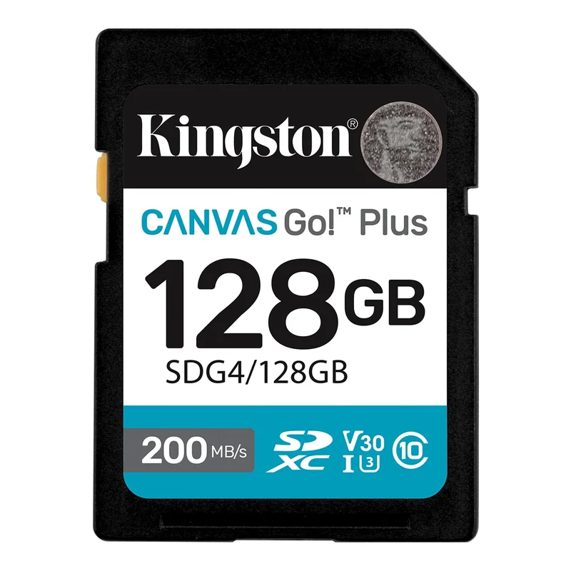 Kingston tarjeta de memoria 128GB SDXC Canvas Go Plus Gen4 200MB/s C10 UHS-I U3 V30 - SDG4/128GB