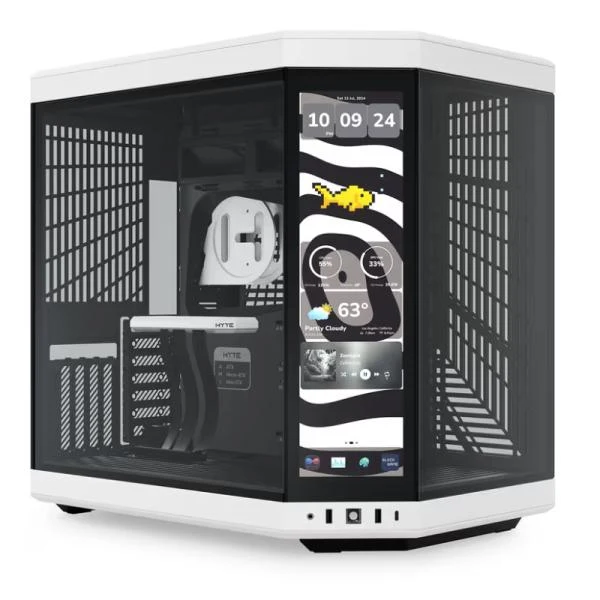 CASE HYTE Y70 TOUCH INFINITE TORRE MEDIA VIDRIO TEMPLADO CON PANTALLA TÁCTIL 14.9 PULG GEN 3 CS-HYTE-Y70TTI-WB BLANCO/NEGRO