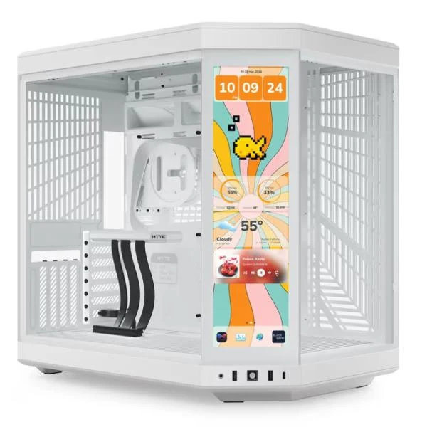 CASE HYTE Y70 TOUCH INFINITE TORRE MEDIA VIDRIO TEMPLADO CON PANTALLA TÁCTIL 14.9 PULG GEN 3 CS-HYTE-Y70TTI-WW BLANCO