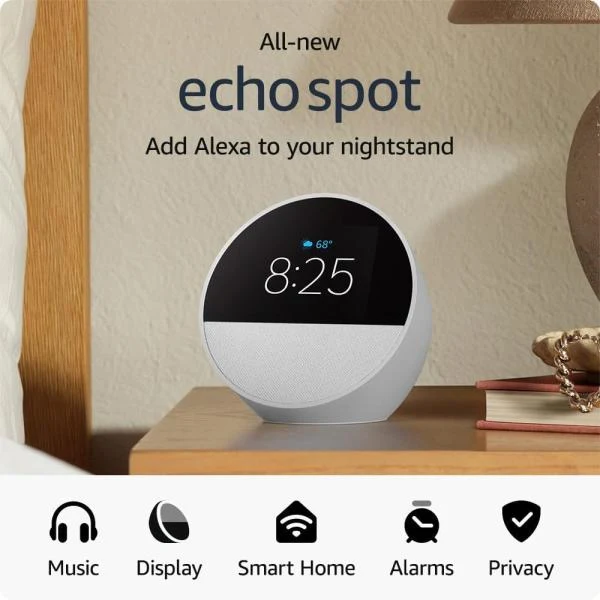 Amazon Echo Spot Alexa Despertador Inteligente Blanco Caja Dañada B0BFCBKXWL