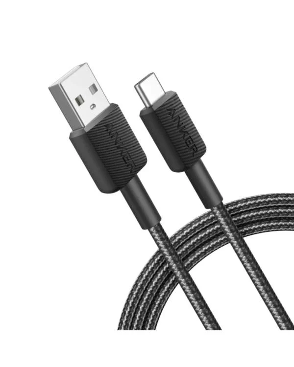 ANKER BRAINED CABLE 323, USB-A TO USB-C, 6FT, A81H6 BLACK