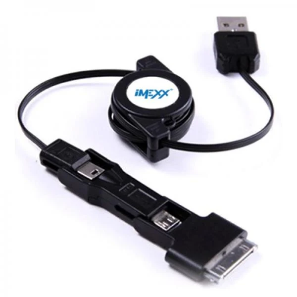 Cable 3-en-1 Retráctil IMEXX USB-A a Mini USB / Micro USB / Apple 30-pin IME-41253